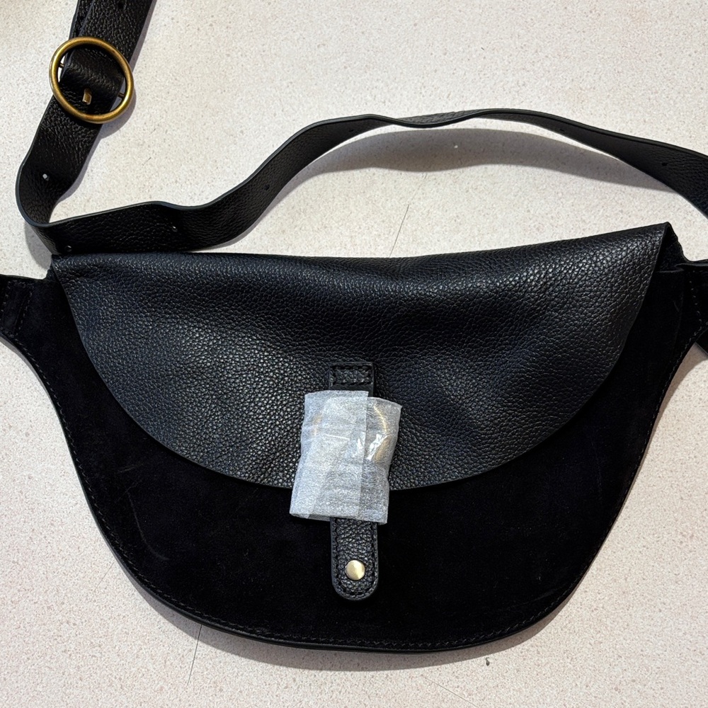 Banana Republic Black Leather Bag with Gold Accents
